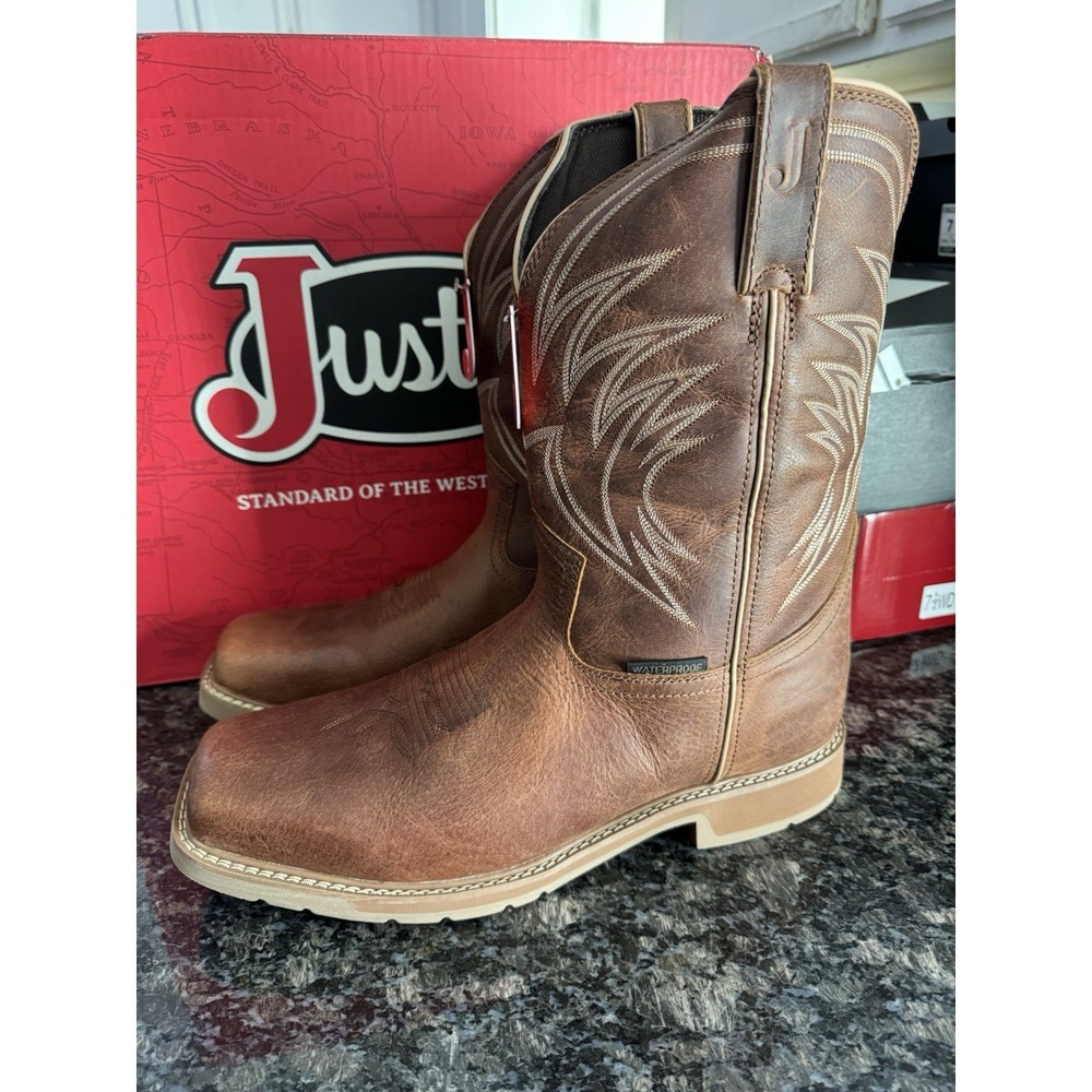 Justin Original Workboots Daywork 11 Inch Waterproof Work  Mens Brown  Sz 14 D